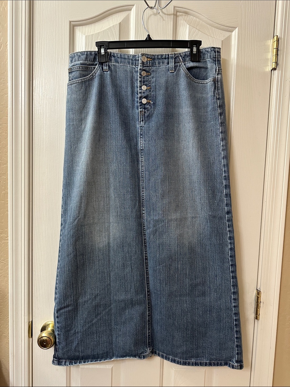 Women's High-Rise Button-Front Denim Skirt - Blue GAP size 12